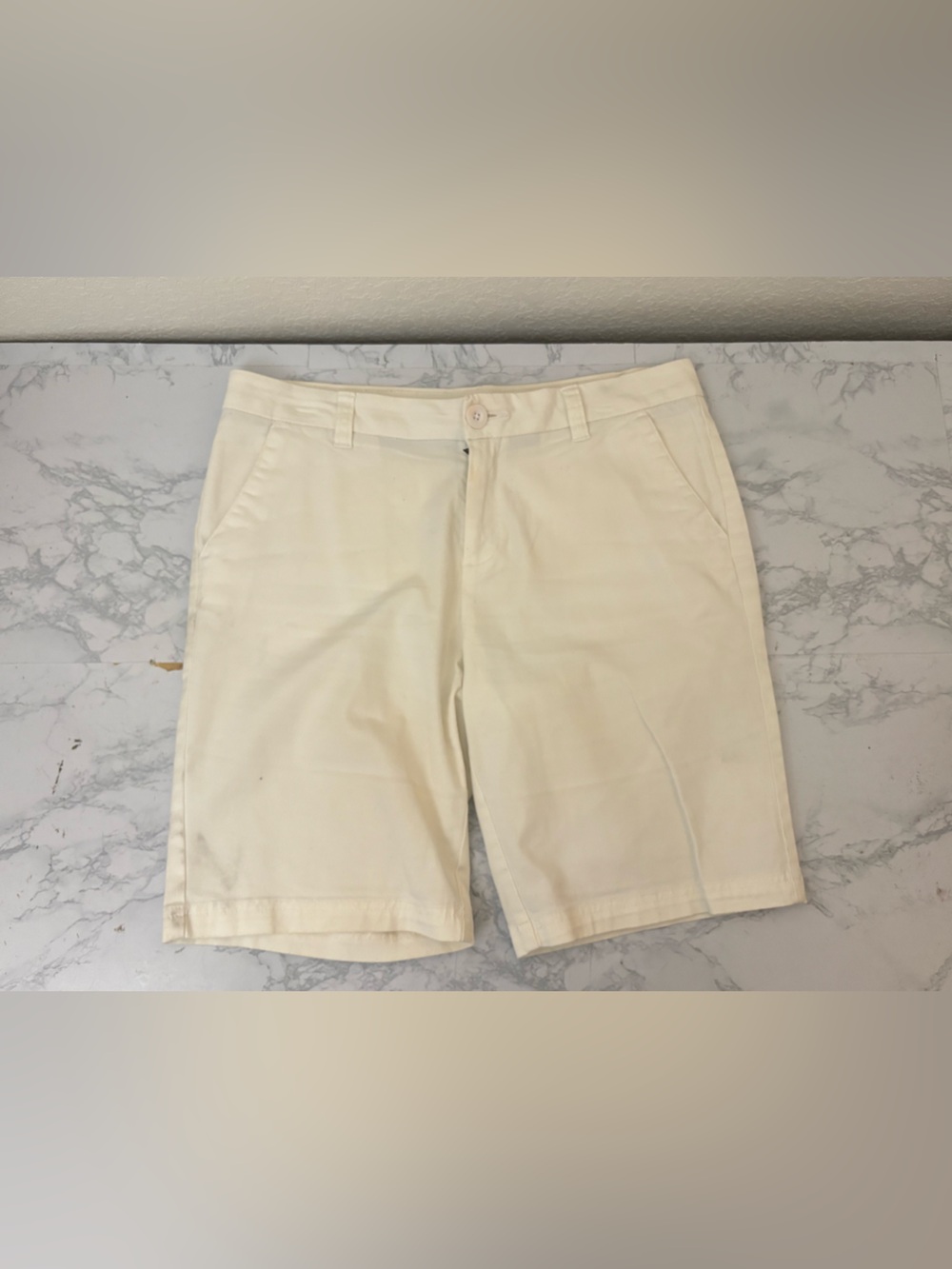 BCG Women’s Khaki Chino Shorts – Size 8 White Bermuda Casual Hiking